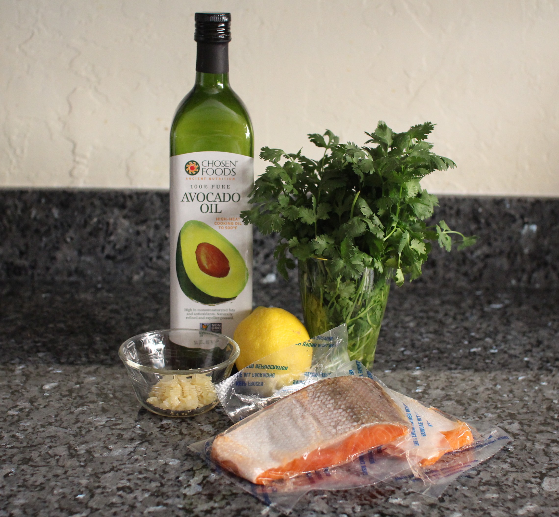 Baked Salmon with Cilantro Garlic Pesto