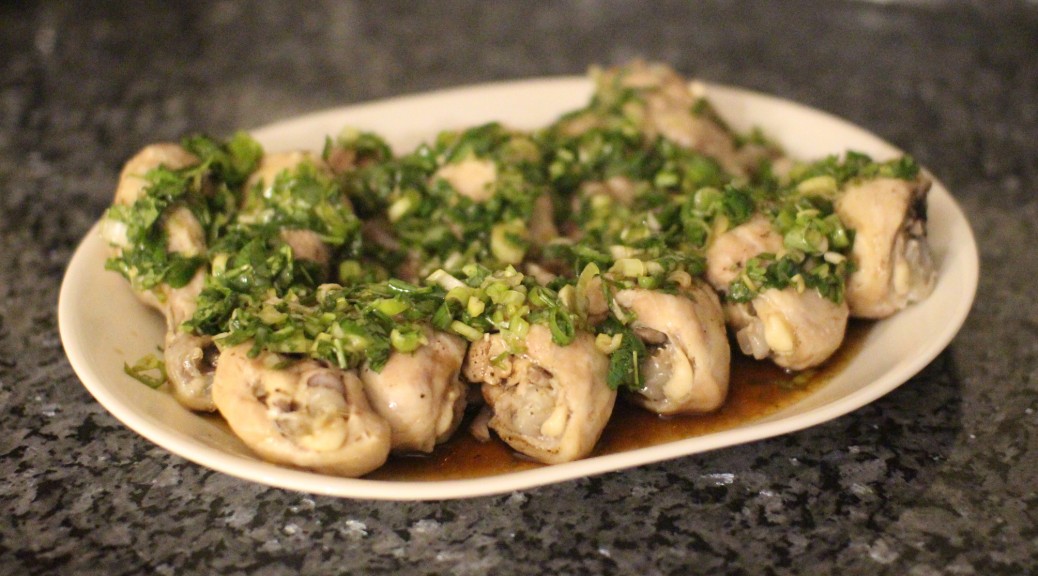 steamed chicken with sesame sauce